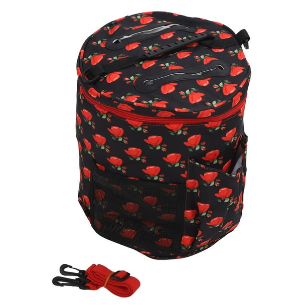 Bolsa de Almacenamiento de Hilo, Bolsa de Hilo Redonda Vacía, Gran Capacidad, Patrón de Rosa, Organizador de Almacenamiento de Hilo, Estuche para Agujas de Tejer, Herramientas de