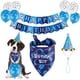 thumbnail image 1 of Bandana de cumpleaños para perro, sombrero de cumpleaños para perro, bufandas, globo de bandera con lindos suministros para fiesta de cumpleaños para perrito (juego de 11 piezas) (azul), 1 of 5