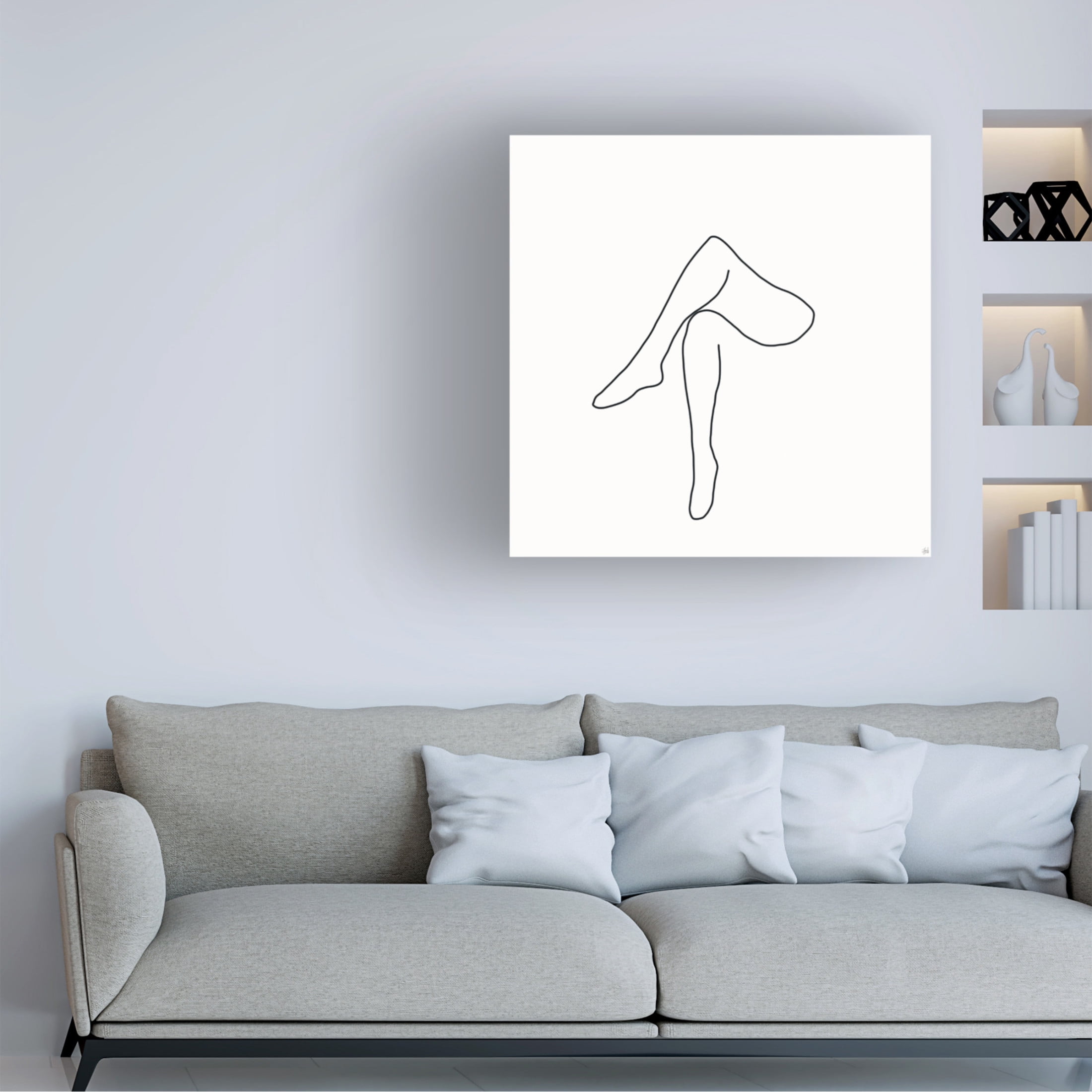 Canvas Wall Art - Line and Brush 'Line Female Legs' Wall Art for Living Room, Bedroom, or Office Décor by Trademark Fine Art - 24 x 24 Inches