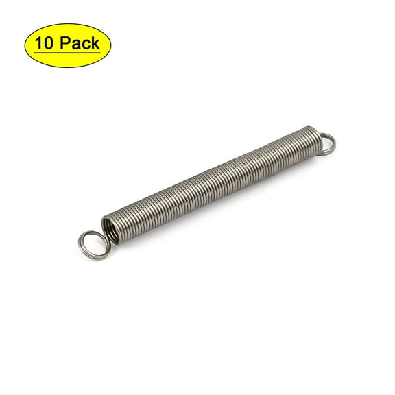 0.6mmx6mmx60mm 304 Stainless Steel Tension Springs Silver Tone 10Pcs