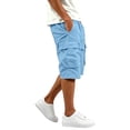 thumbnail image 5 of Men's Plain Cargo Shorts, Elastic Waist Multi-Pocket Pants, Summer Casual Straight Leg Bottoms, 5 of 7