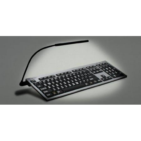 LogicKeyboard XL Print NERO PC Slim Line Black on Yellow Keyboard For The Visually Impaired Plus LogicLight LED Keyboard Light via