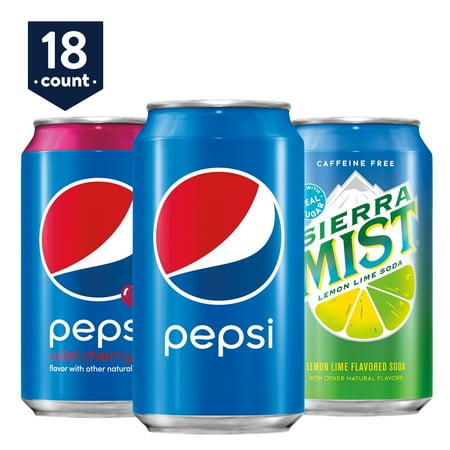 Full Pepsi Bottle - Pepsi Wild Cherry/Sierra Mist Variety Pack, 12 oz Cans, 18 Count
