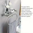 thumbnail image 2 of Self Towel Ring with Shelf - Stainless Steel Modern Hand Towel Holder for Bathroom - No Drilling Required Towel Rack Hanger, 2 of 4