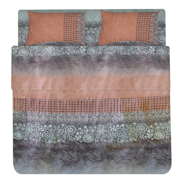 Juego De Sabanas Queen Size Estampadas De Microfibra De Poliester 4 Piezas Diseño Elegante Amplias Textura Suave