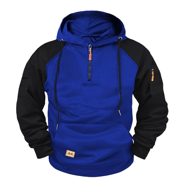 MHFRRA Sudadera con Capucha y Cremallera para Hombre, Forrada de Invierno, Informal, Holgada, para Otoño y Clima Frío Azul