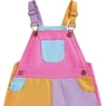 thumbnail image 5 of LJEFF Kids Color Block Overalls Shorts, Adjustable Straps Breathable Casual Summer Summer Toddler Jumpsuit Hot Pink Size 12 Months, 5 of 6