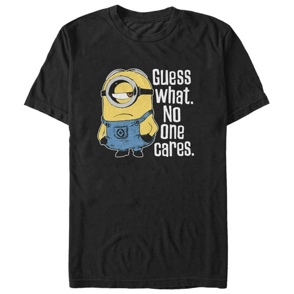 Men's Despicable Me Minion No One Cares Graphic Tee Black 2X Large