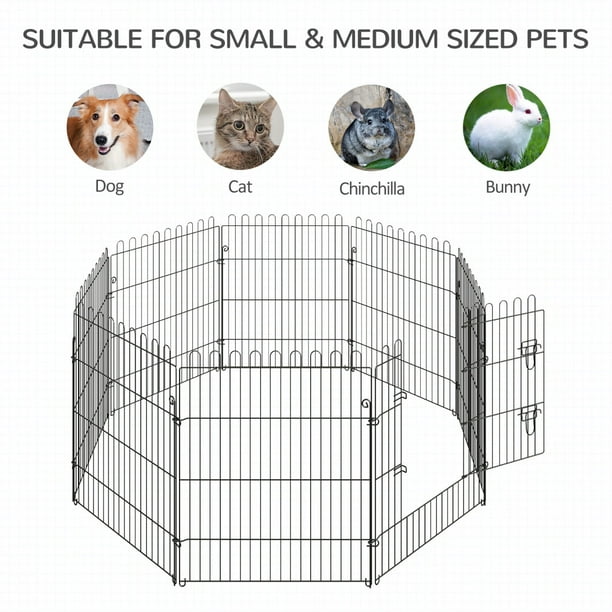 YYAO 30 inch 8 Panel Pet Fence Indoor and Outdoor Metal Fence Sports Dog Fence Black Walmart