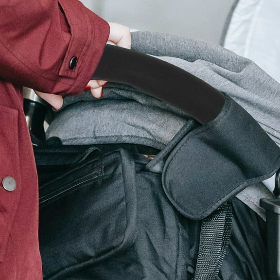 FUTUREORYY 4Pcs Toddler Stroller Handle Cover Nonslip Design Black Sponge Foam 19.7x1.4x1.4in