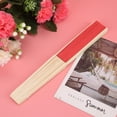 thumbnail image 4 of Paquete de 5 ventiladores plegables de bambú rojo para refrescarse y decorar en verano, 4 of 8
