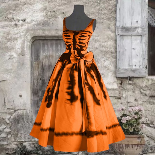 WILLBEST Of The Opera Dress for Women Robe Évasée Imprimée Sans Manches Tunique Robe d'Invité de Mariage
