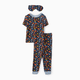 thumbnail image 1 of PatPat Pijamas ajustados para niños pequeños de bambú viscosa, tres piezas impresas, con conjunto de máscara para dormir, 1 of 2