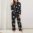 thumbnail image 2 of Haiem Crescent and Stars Pattern Women’s Long-sleeve Sleepwear,Sleepwear Set,2-piece Loungewear Set,Soft PJs Comfy Nightwear with Pockets-, 2 of 7