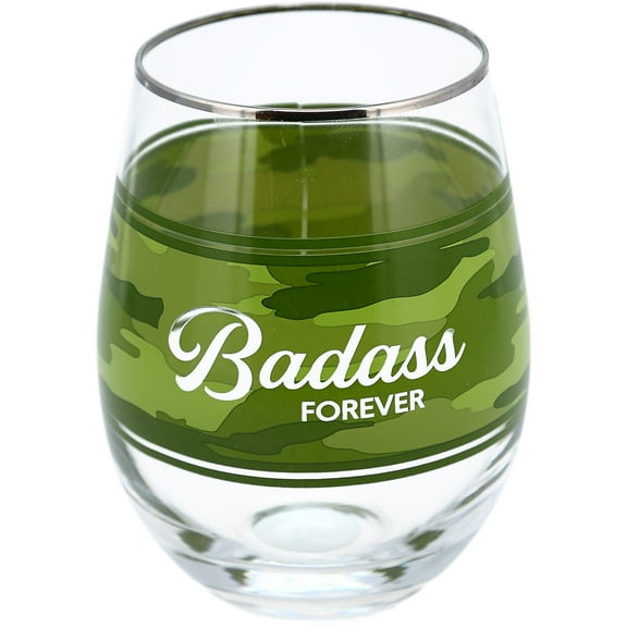 Pavilion-Badass Forever - 18 oz Stemless Wine Glass