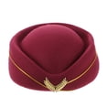 thumbnail image 1 of WORGEOUS Gorro de azafata de aire para mujer, gorro de azafata de lana para disfraz, actuación musical, talla M (rojo vino), 1 of 7