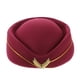 thumbnail image 1 of Gorro de azafata de aire para mujer, gorro de azafata de lana para disfraz, actuación musical, talla M (rojo vino), 1 of 5
