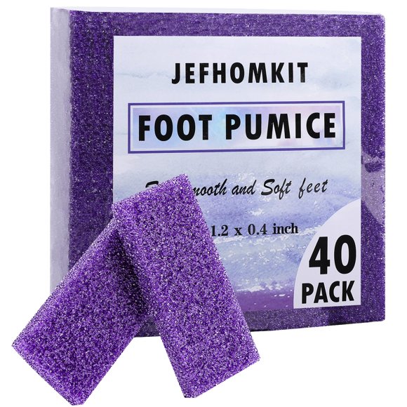 JEFHOMKIT Piedra pómez para pies, 40 piezas de piedra pómez para pies desechables, almohadillas de piedra pómez, piedra pómez, removedor de callos de piel muerta para pies, esponja, piedra de pedicura
