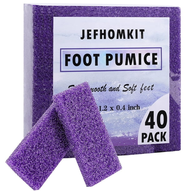 JEFHOMKIT Piedra pómez para pies, 40 piezas de piedra pómez para pies desechables, almohadillas de piedra pómez, piedra pómez, removedor de callos de piel muerta para pies, esponja, piedra de pedicura