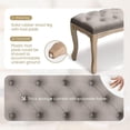thumbnail image 3 of French Vintage Tufted Bedroom Bench with Carved Wood Legs, 43.3-Inch Linen Upholstered Entryway Ottoman for Living Room, Grey, 3 of 11