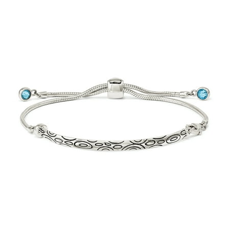 Swarovski Blue Bracelets - Sterling Silver Blue Swarovski Crystal Rd Bezel Adjustable Bracelet Inch Bracelets