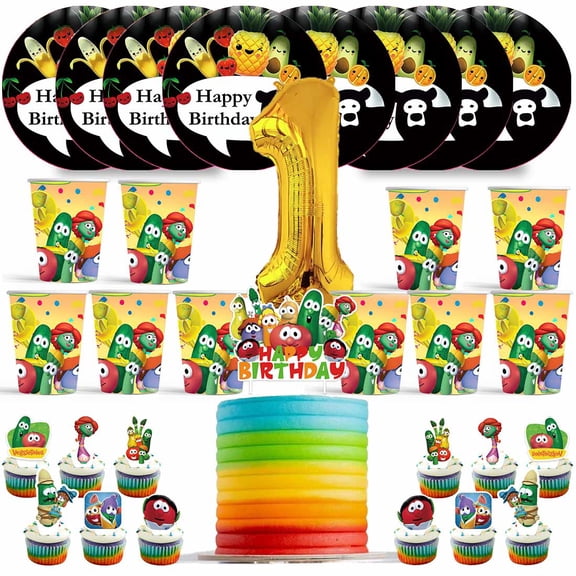 VeggieTales in the House Birthday 1st Cups Party Supplies Plates Fans Decorations Cake Topper Decor