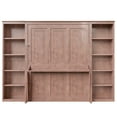 thumbnail image 6 of Euroco Wood Queen Size Murphy Bed with Desk and Shelves, Space-Saving Wall Bed for Bedroom, Dark Brown, 6 of 10
