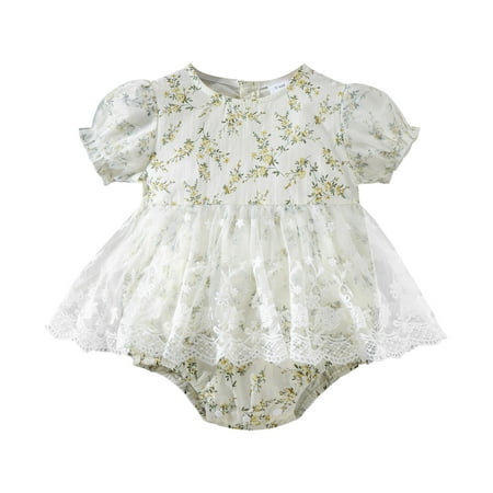 

NECHOLOGY Girls Animal Print Clothes Shorts Kids Tulle Lace Mesh Baby Floral Dress Romper Princess Casual Cat Dress for Kids Dress White 2-3 Years