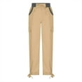 BDDVIQNN Women's Cargo Pants Women Solid Color Tie Multi Pocket
