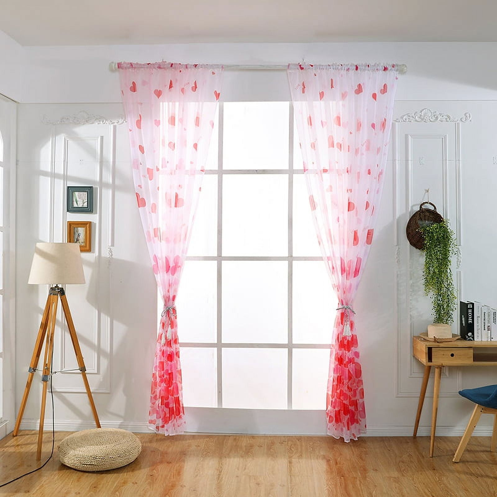 1pc Red Romantic Gauze Sheer Curtain