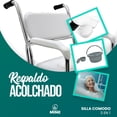thumbnail image 3 of Silla 3 en 1 con Ruedas para Adulto Mayor | Palanca para Escalón | Inodoro Portátil, Ducha y Silla de Ruedas | Asiento Acolchado | Reposapiés Abatible | Frenos en 4 Llantas | Aluminio Ligero, 3 of 8
