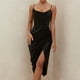 thumbnail image 5 of Vestido Sexy De Satén Dividido Vestido elegante Moda Sexy Split Satén Vestido Swing Collar Party Club (Negro S) Kuymtek para Mujer Negro T M, 5 of 7