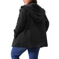 thumbnail image 3 of Chaqueta de lluvia para mujer de tallas grandes Agnes Orinda, impermeable, forrada de forro polar, con capucha, abrigo largo con bolsillos, 3X negro, 3 of 5
