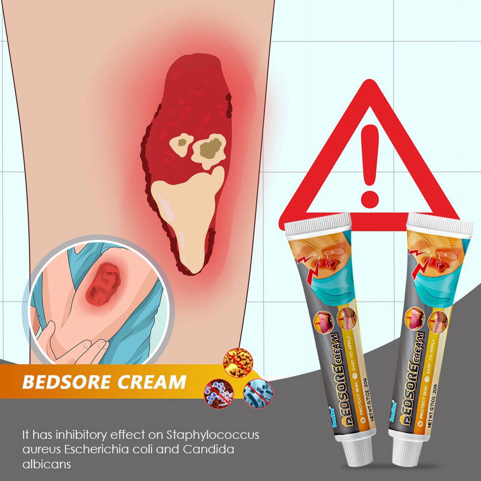 Bedsore Cream Moisturize Decubitus,Ulcer Cream,Rapid absorption,quick-acting,Remove Rots Myogenic Pressure Ulcer Cream Wound Healing Body Care.Wound Healing Cream for Skin Care,3pcs