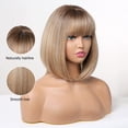 thumbnail image 4 of Short Bob Wig With Bangs,Shoulder Length Wigs for Women Short Wavy Women's Wigs Natural Looking Heat Resistant Synthetic Wigs for Daily Use A4, 4 of 6