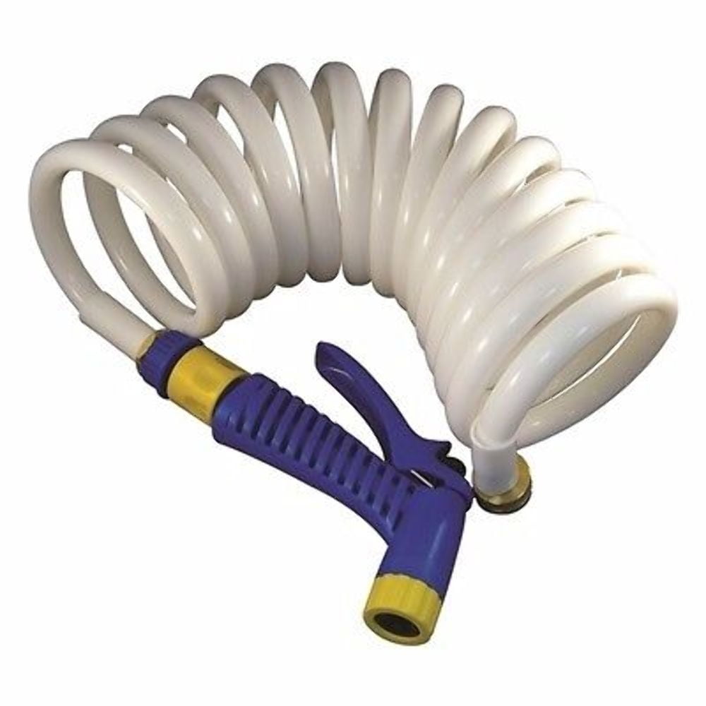 TH Marine WDH-25B-B-DP 25 ft Coiled Wash Down Hose with Nozzle Blue 