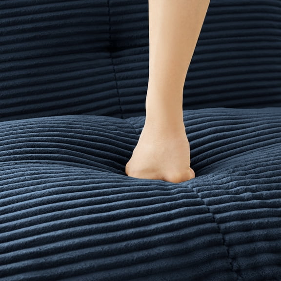Armless Sofa W/Pillow Corduroy -Blue