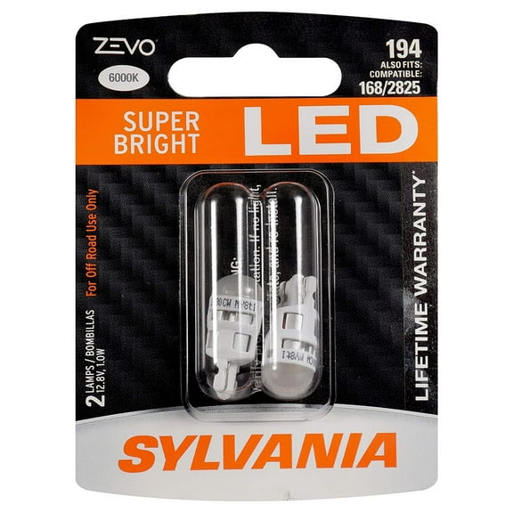 Sylvania Zevo 194 White T10 LED Bright Interior Exterior Light Bulb Set (2 Pack)