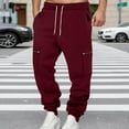 thumbnail image 2 of sususu Men Travel Pants Airplane,Men's Casual Straight Leg Athletic Trousers with Side Zipper Pockets Comfortable Daily Wear Fashionable Bottoms,Red,S, 2 of 4