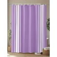 thumbnail image 4 of Shower Curtains Purple Stripes Bath Curtain French Stripe Farmhouse Style Waterproof Bathroom Shower Curtain Set with Hooks Decoration 72 x 72 Inches, 4 of 7