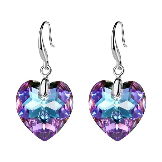 Pendientes para mujer, regalos para mujer, pendientes de moda para mujer, estilo europeo y estrella, pendientes de diamantes de cristal con forma de corazón de melocotón.