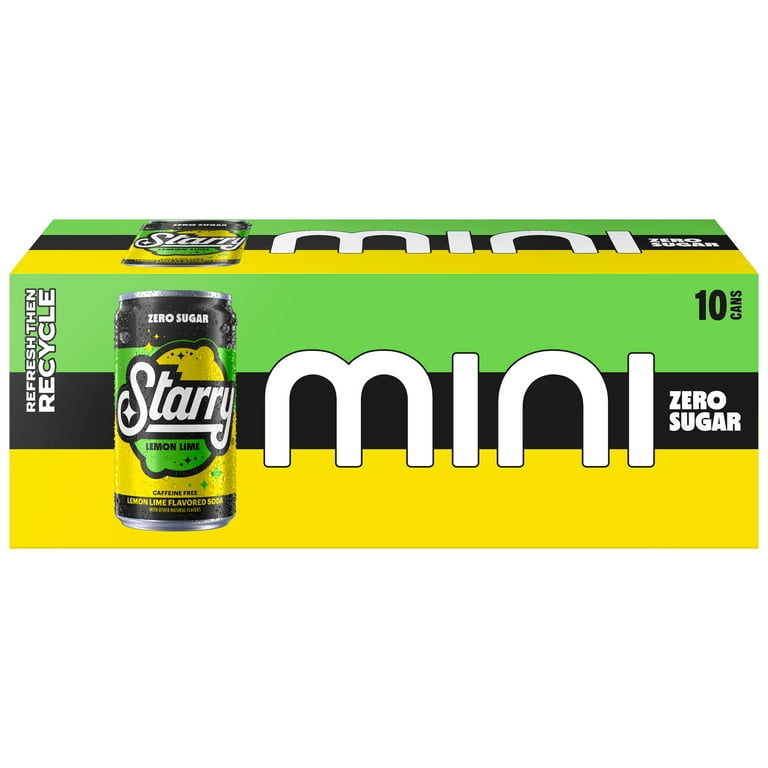 Starry, Lemon Lime Soda, 7.5 fl oz, 10 Pack Mini Cans - Walmart.com