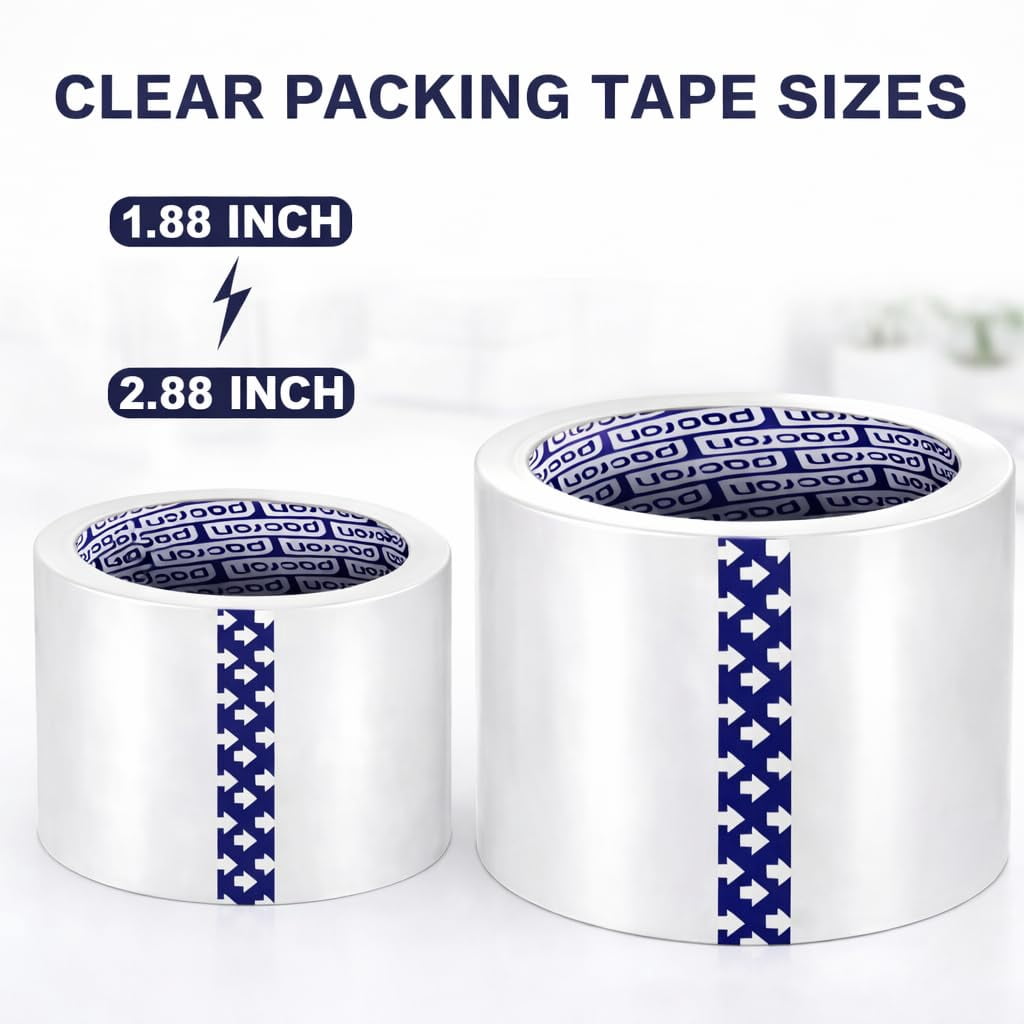 Pacron Clear Packing Tape, 72 Rolls, 1.88 in x 110 Yds - Heavy Duty Moving Tape for Packing, Storage & Mailing