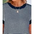 thumbnail image 6 of Womens Short Sleeve Sweater Spring Summer 2025 Round Neck Striped Pullover Cap Sleeve Knit Sweater Vest Tops, 6 of 8