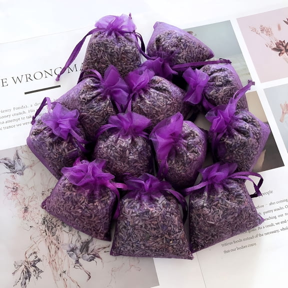 LAMIRO Lavender Flower Buds Sachets - 18 Packs 100% Natural Dried Lavender Flowers for Home Fragrance Drawers Freshener