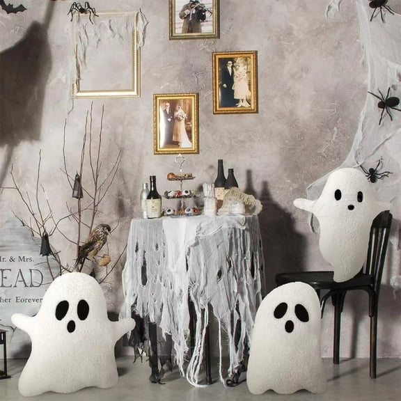 Ghost Pillow Halloween,Cute Ghost Pillow Decorative Plush Ghost Throw Pillows,Spooky Decorative Throw Pillows,Halloween Stuffed Ghost Shaped Pillows for Party Home Cushion Decor