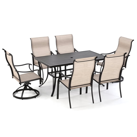 HAPPATIO Brown 7-Piece Metal Patio Outdoor Dining Set