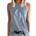 thumbnail image 2 of Débardeurs & Camisoles pour Femmes Seductiva 50 % de Rabais Liquidation Mode Féminine Confortable Décontracté Imprimé Plume Col Rond Haut Débardeur, 2 of 4