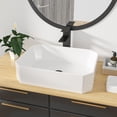 thumbnail image 4 of Kichae Fregadero rectangular de 19 x 14 pulgadas para baño, porcelana, cerámica, color blanco, lavabo sobre el mostrador, moderno fregadero para gabinete, lavabo, hotel, lavabo artístico, lavabo para, 4 of 9