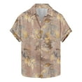 thumbnail image 2 of Yanghang Men Summer Tops Men's T-Shirts Men's Fashion Casual Leaf Print Short Sleeve Lapel Shirt Top Summer 2025, 2 of 5